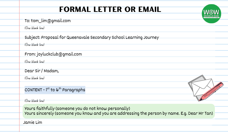 Format of formal letter or email