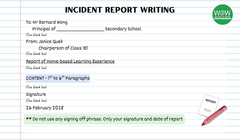 Format of incident report writing