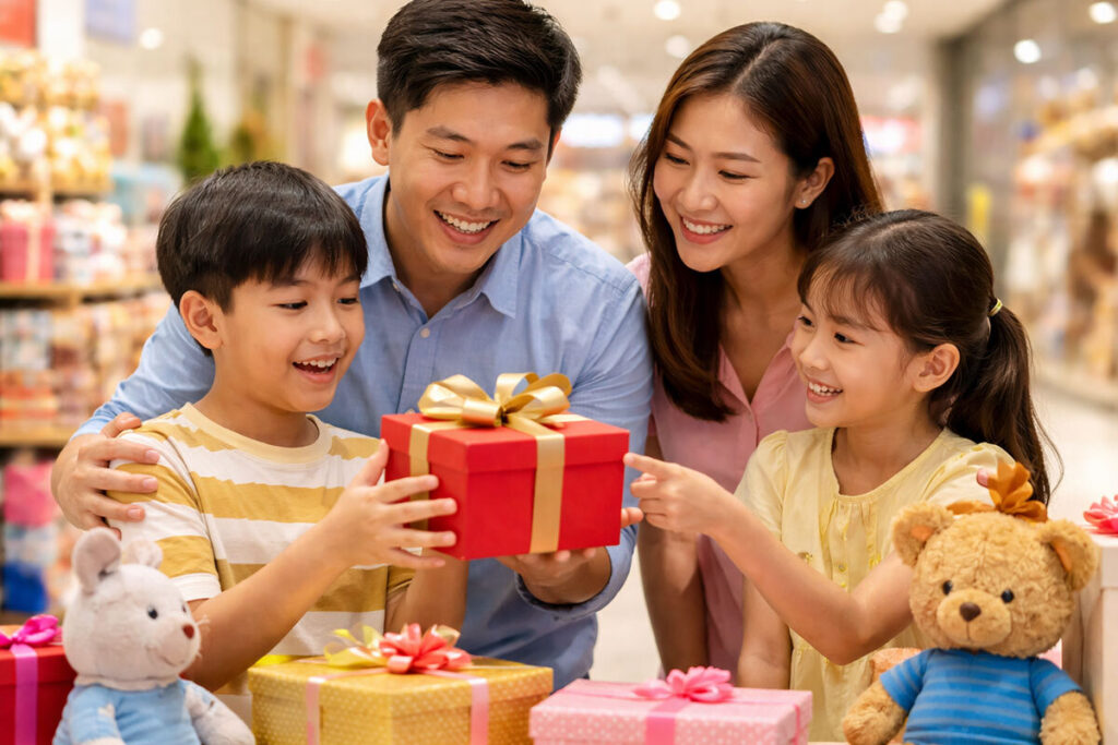 Family choosing a gift