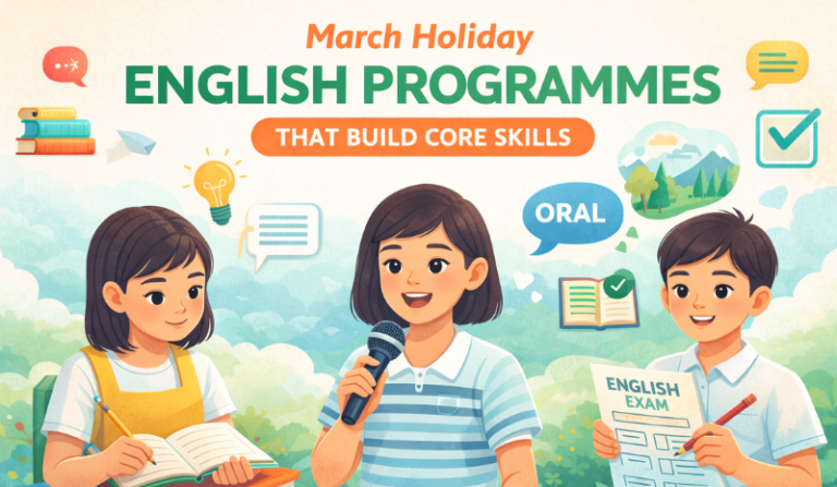 March Holiday English programmes for primary students focusing on writing, oral and exam skills development