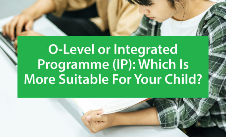 Student reading while using a laptop: symbolising the decision-making process between O-Level and IP pathways.