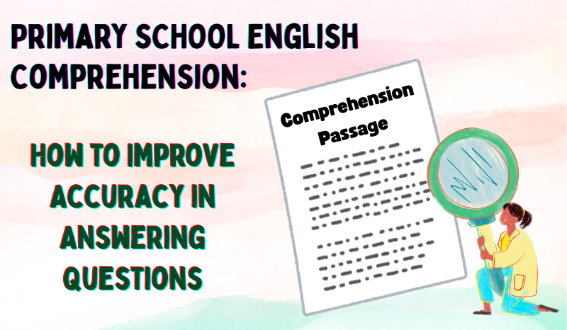 Student practising English comprehension reading skills