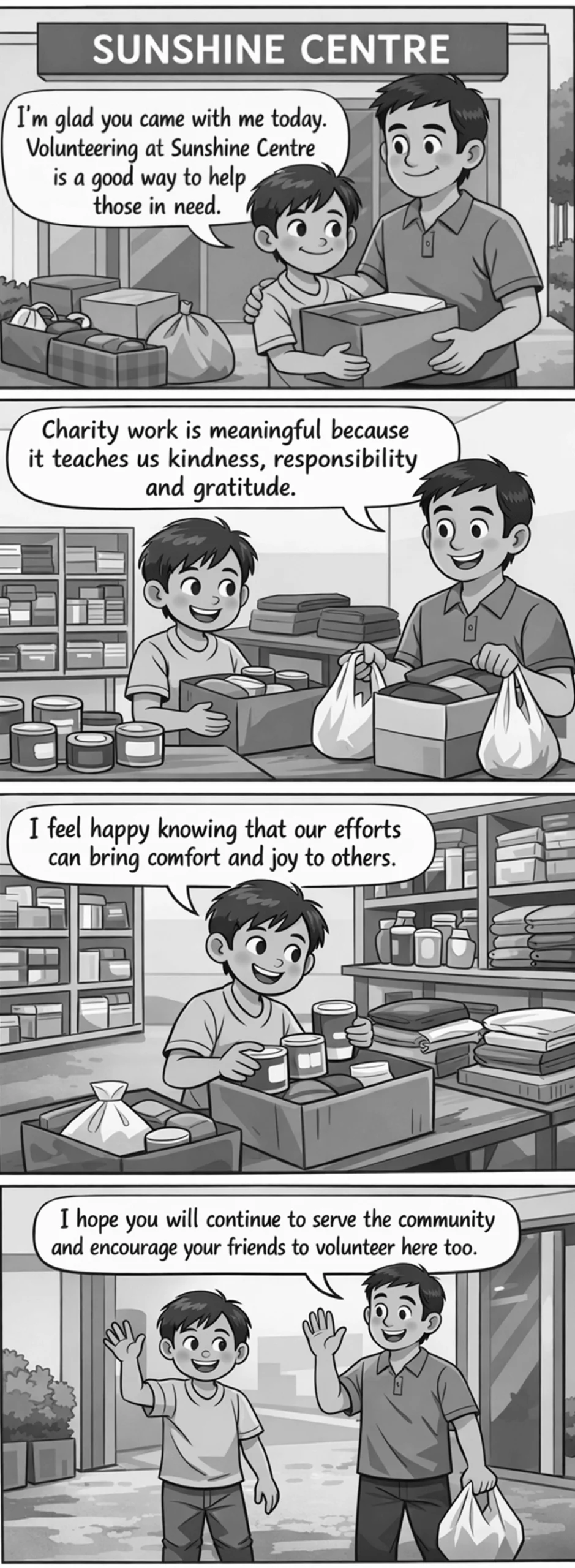 Student writing notes for a situational writing charity speech