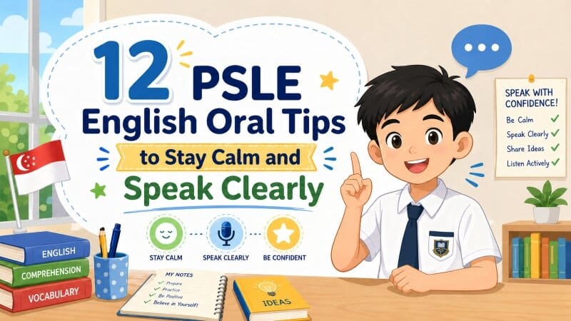 Primary school student sitting confidently during an English oral practice session with a teacher
