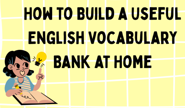 Primary school student creating an English vocabulary bank at home