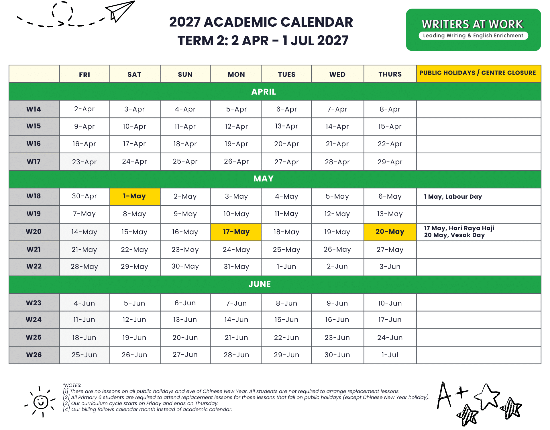 2027 Academic Calendar - Term 2