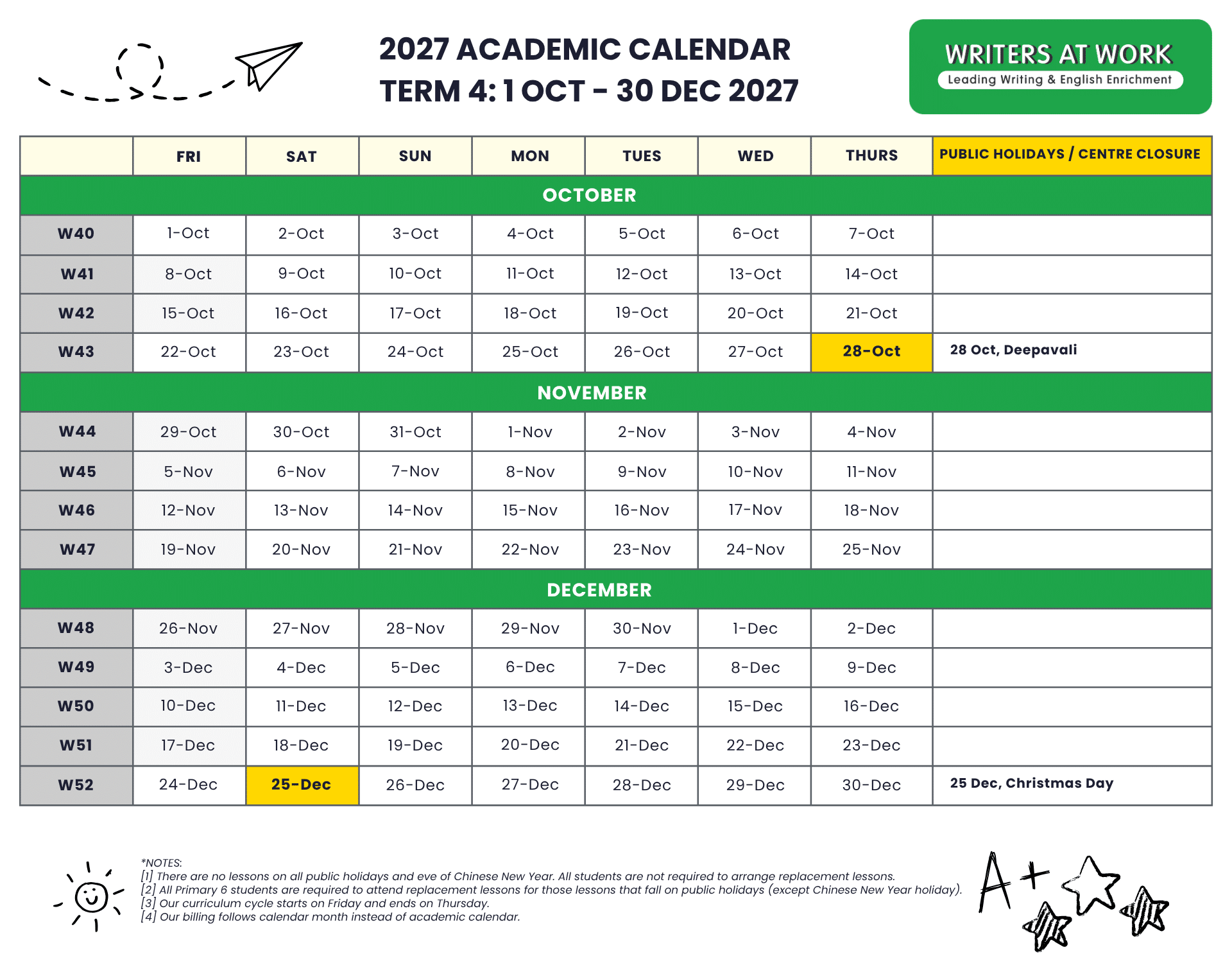 2027 Academic Calendar - Term 4