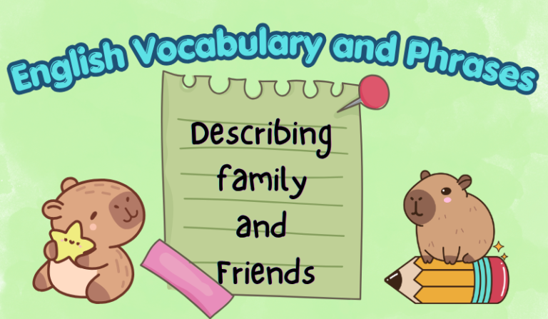 Family and friends vocabulary for primary composition writing