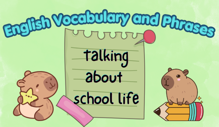 School life vocabulary and phrases for primary composition writing