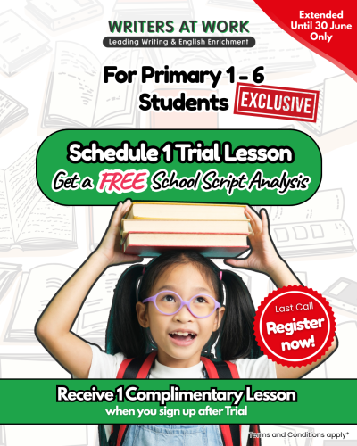 Primary English Tuition Singapore 1 - Trial Promo in WRITERS AT WORK